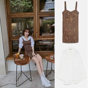 Zara Leopard Print Bustier Corset Ruched Straps Mini Dress Size Medium